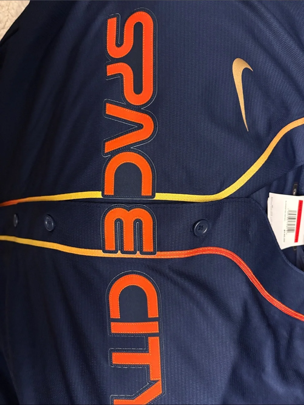 Nike Astros Navy Baseball Jersey with Orange and Yellow Accents